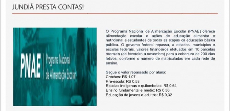 Jundiá presta contas dos recursos do PNAE.