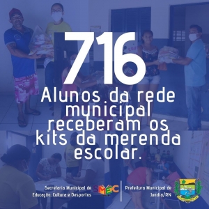 Prefeitura e Secretaria de Educação, distribuiu  kits da merenda escolar para os alunos da rede pública municipal de ensino.