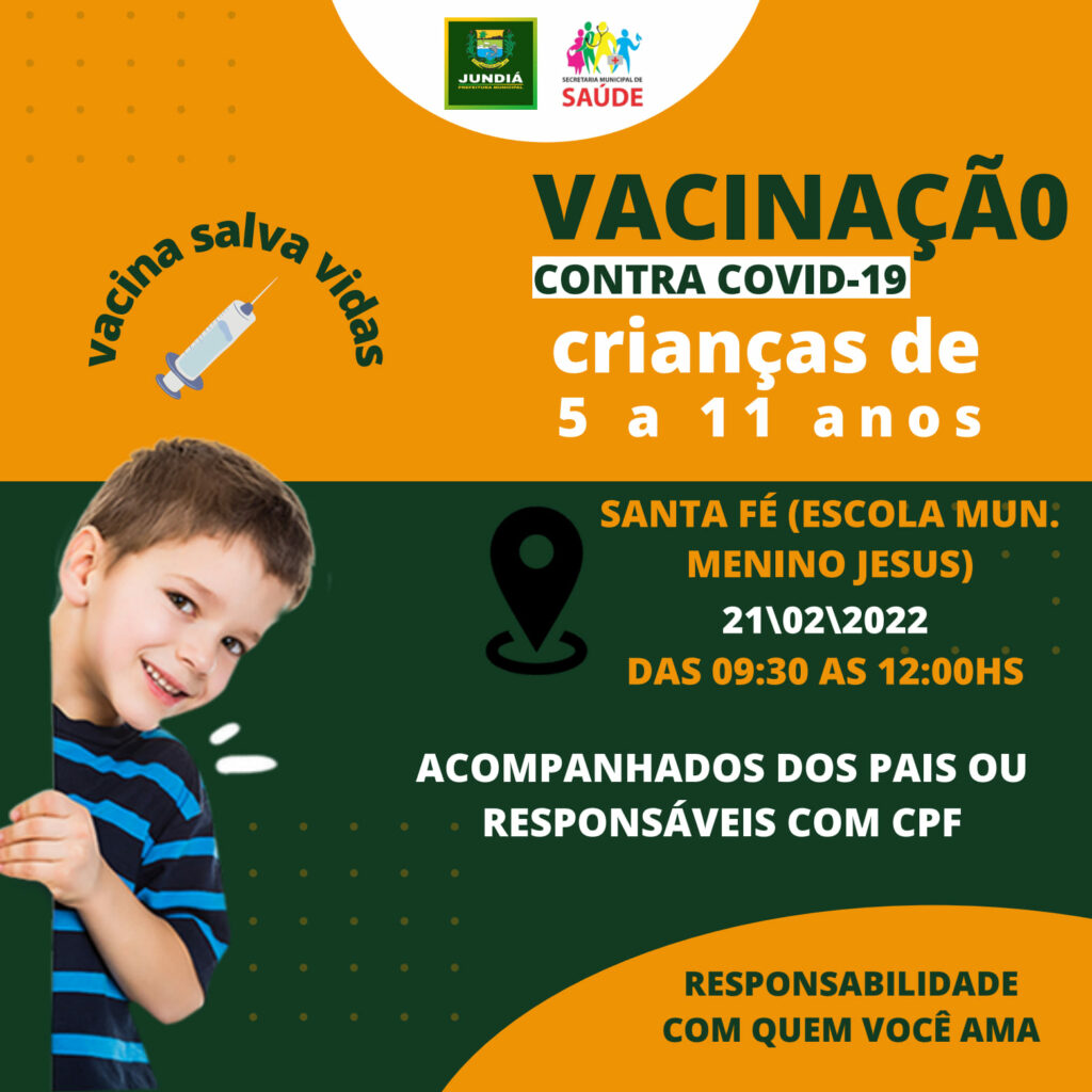 Vacinação para crianças de 05 a 11 anos contra a Covid-19 em Santa Fé