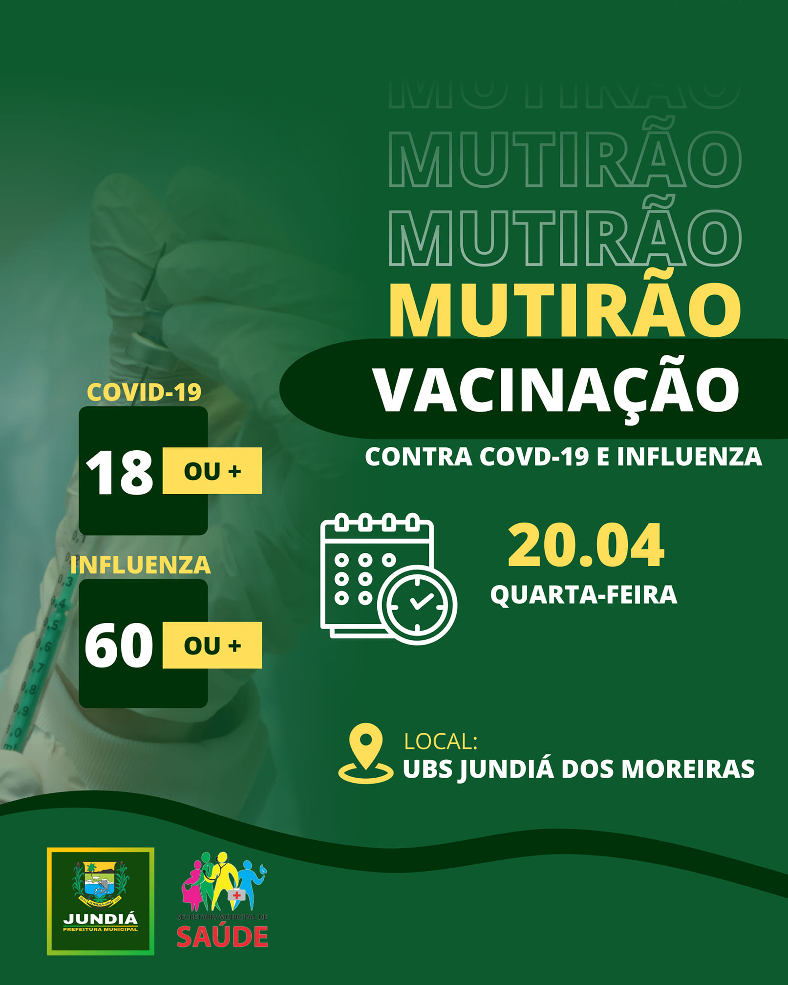 Mutirão de vacinação contra a covid-19 e Influenza