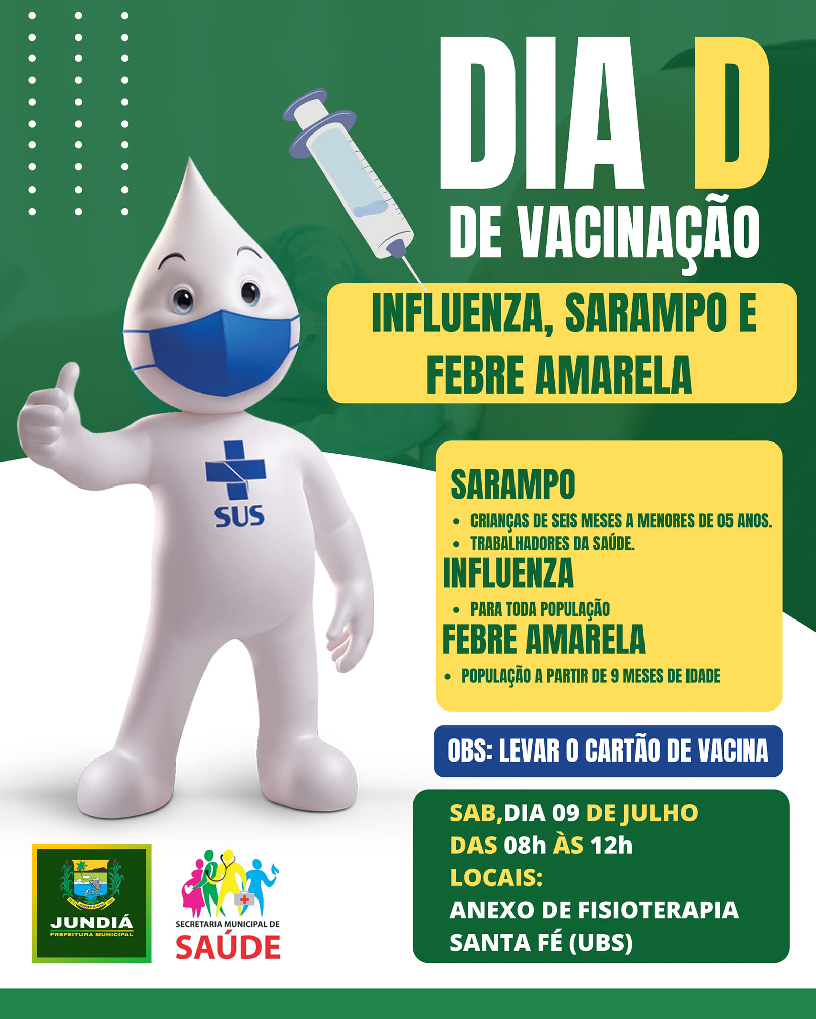 Jundiá realiza Dia D de vacinação contra influenza sarampo e febre amarela