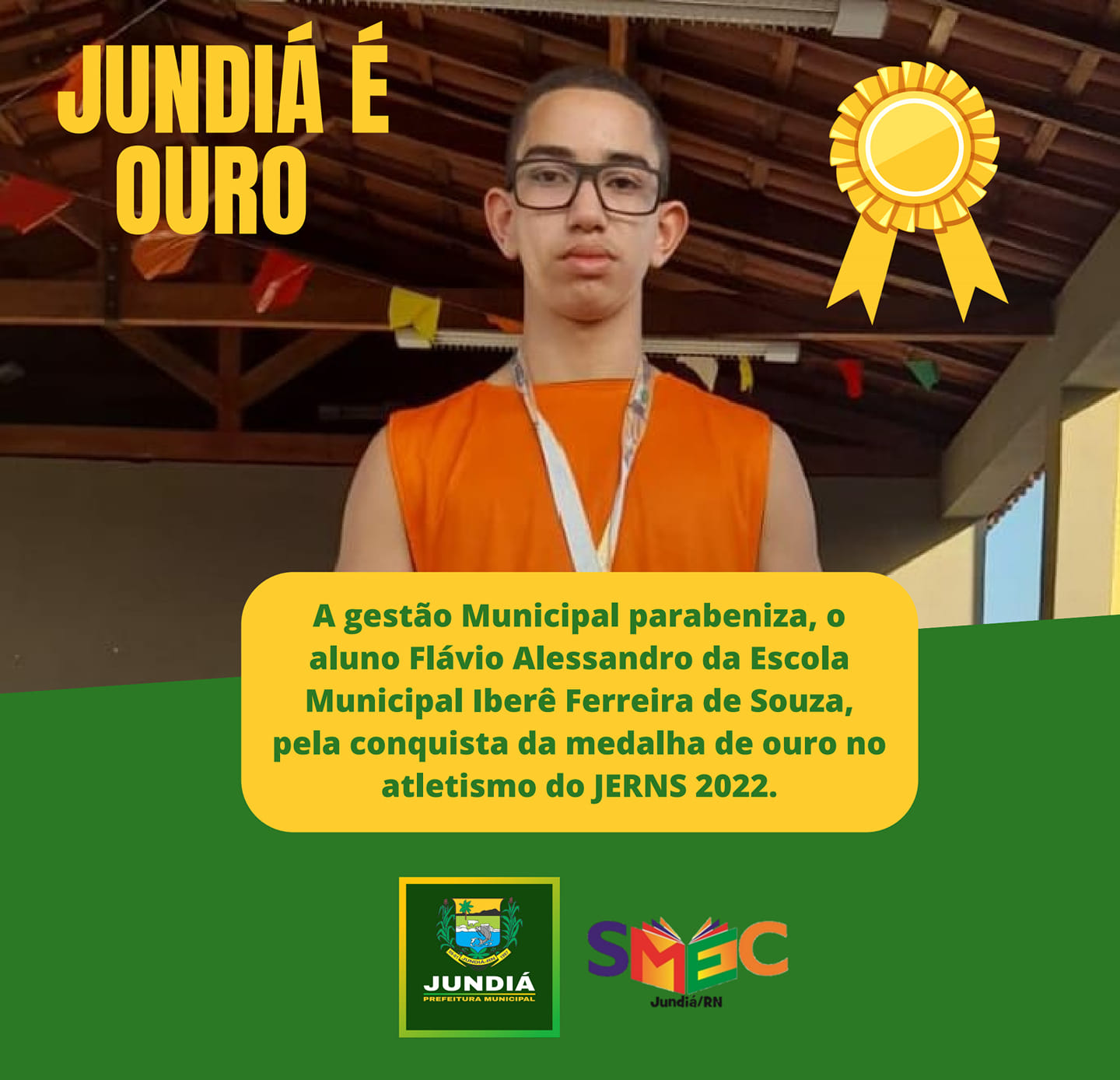 Jundiá é ouro: aluno da escola Iberê conquista medalha no JERNS 2022
