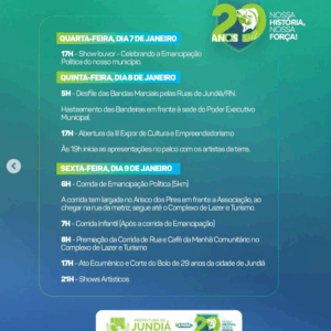 Jundiá celebra 29 anos de Emancipação Política!