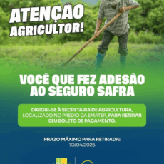 Seguro Safra já está disponível a retirada do boleto para o pagamento