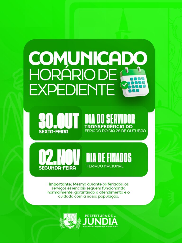 COMUNICADO | HORÁRIO DE EXPEDIENTE